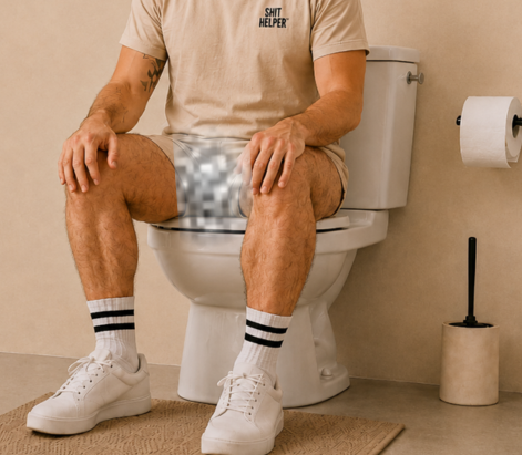 Shit Helper stick leaning against a stool